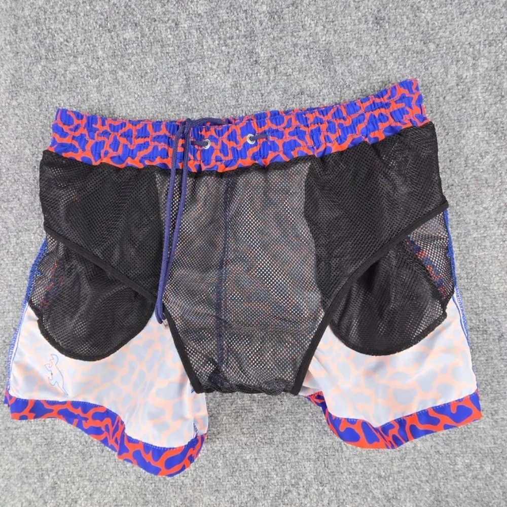 Paul Smith Men’s D/NO Dino Swim Shorts - Blue & Red Size Large 4.5” Inseam